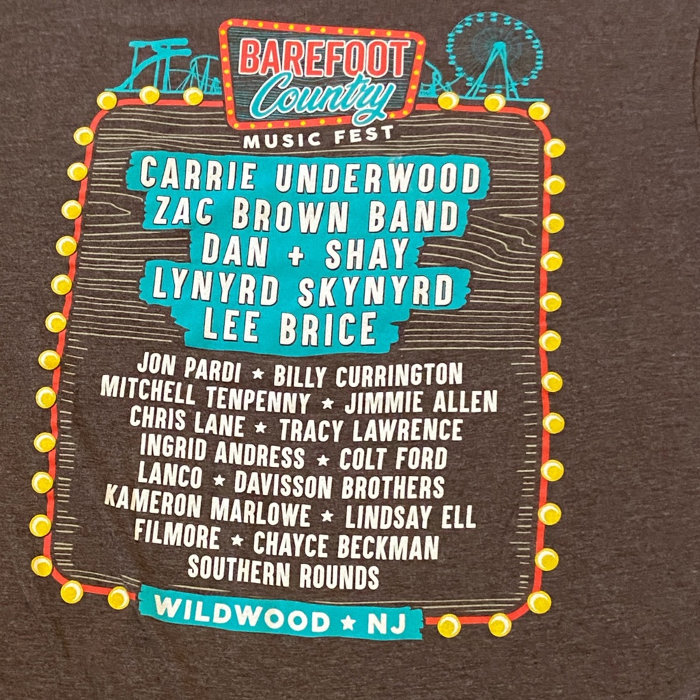 Barefoot Country Music Fest  Wildwood Tee shirt Men’s Large 2021